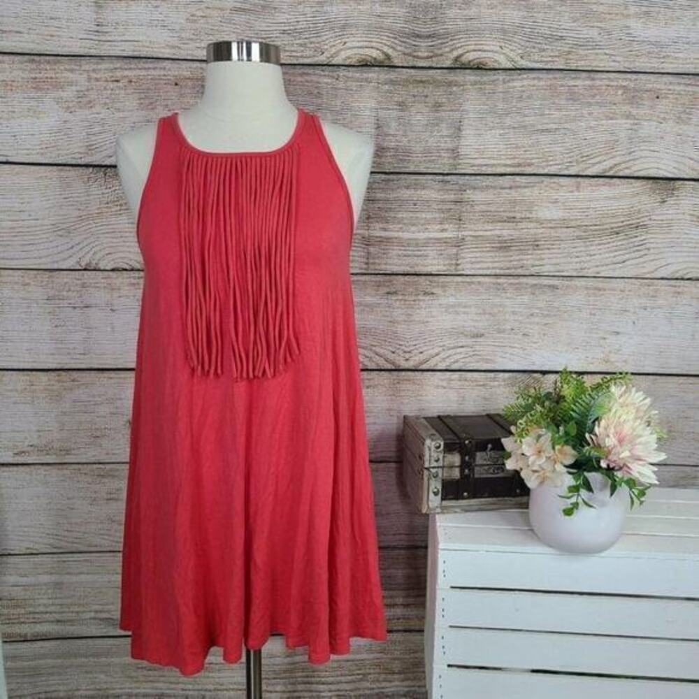 Wasabi + Mint Fringe Sleeveless‎ Pink Dress Small